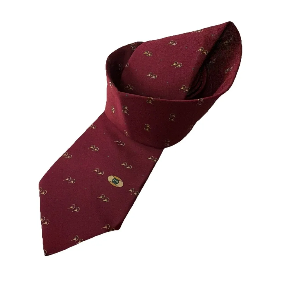 Vintage Gucci Accessory Collection Burgundy Silk Tie Prom Homecoming Formal Wear